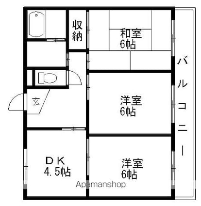 エクシード西大津[3DK/50.05m2]の間取図