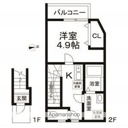 ガーデンコート経堂[1K/25.88m2]の間取図