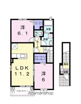 カーサ　ラフィネ　Ⅰ[2LDK/57.63m2]の間取図