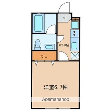ビオトープ多摩川[1K/22.75m2]の間取図