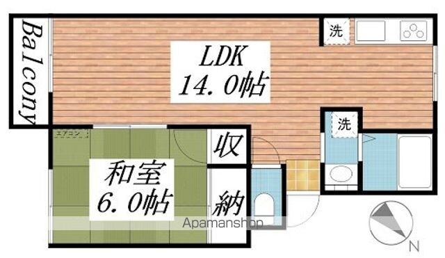 コープＵ３[1LDK/41.64m2]の間取図