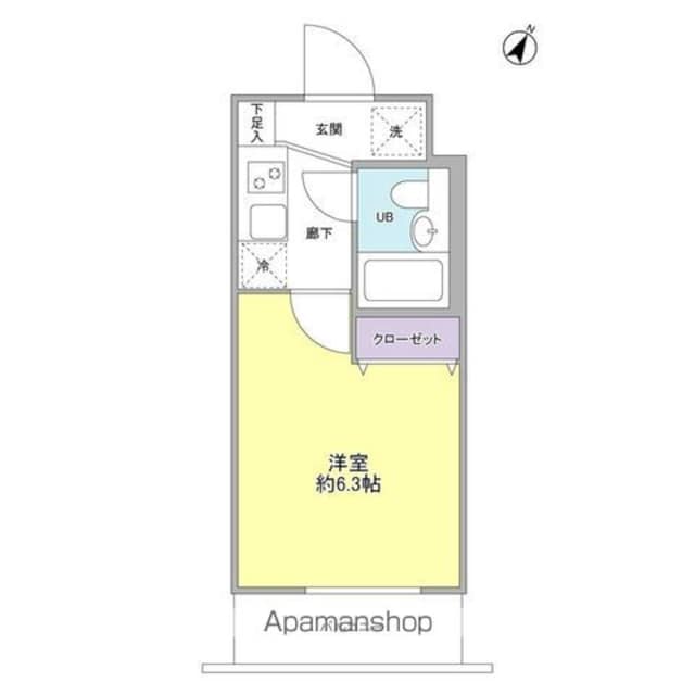 スリーアップ駒沢[1K/18.48m2]の間取図
