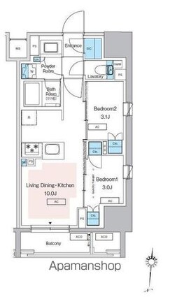 プレディアコート錦糸町スカイビュー[2LDK/40.73m2]の間取図