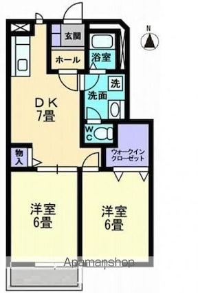 ラッフルズ　ティファニー[2DK/48.28m2]の間取図
