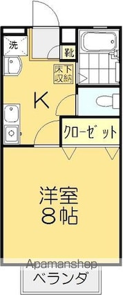 ダンディライオン西市[1K/26.5m2]の間取図