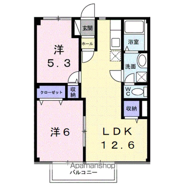 和歌山県和歌山市松島[2LDK/52.17m2]の間取図