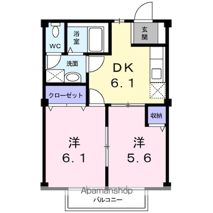 宮城県仙台市青葉区上愛子字蛇台原[2DK/40.04m2]の間取図