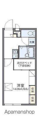 レオパレスグリーンピア太田[1K/23.18m2]の間取図