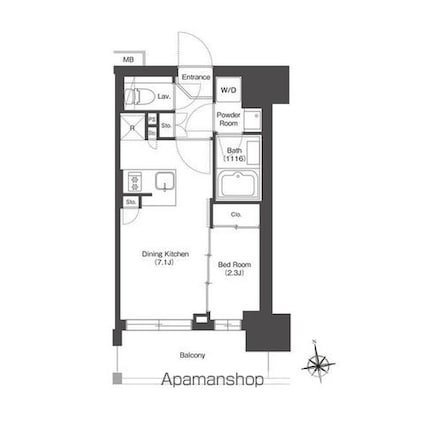 東京都墨田区八広４丁目[1DK/25.21m2]の間取図