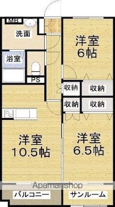 ヴィラピアチェーレ[2LDK/58.75m2]の間取図