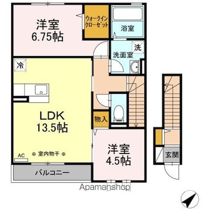 プランドール[2LDK/64.34m2]の間取図