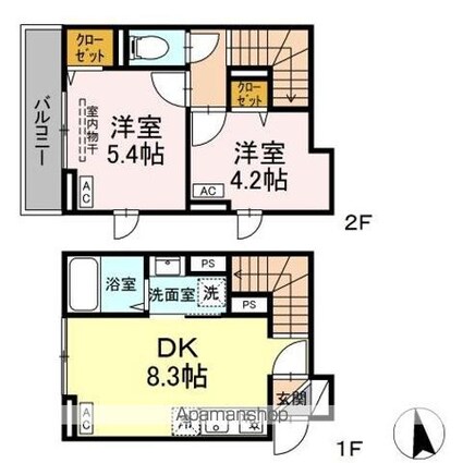 グラナーデ荒川[2DK/46.28m2]の間取図