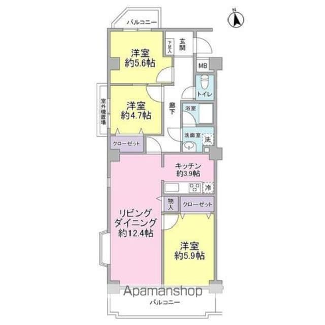東京都練馬区中村南３丁目[3LDK/74.37m2]の間取図
