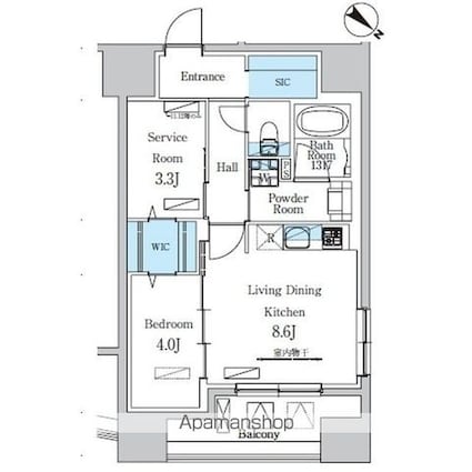デュオフラッツ池尻大橋[1SLDK/45.92m2]の間取図