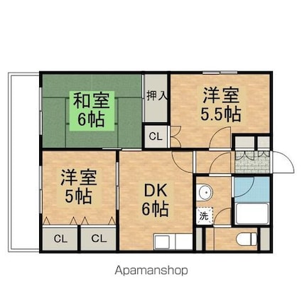 マンションカンギン[3DK/51m2]の間取図