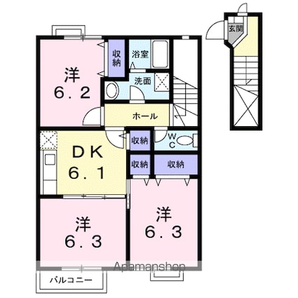 コータ・コート　Ｂ[3DK/61.98m2]の間取図