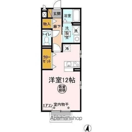 カーサ　オークマ[1R/33.34m2]の間取図