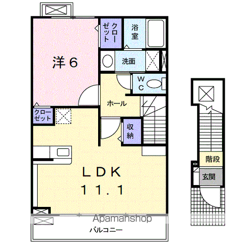 和歌山市西浜のアパートの間取り