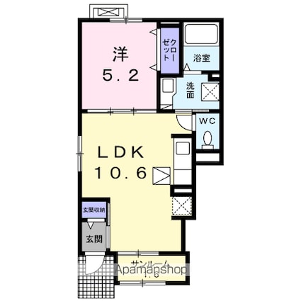 ローザ　ロッサ[1LDK/40.07m2]の間取図