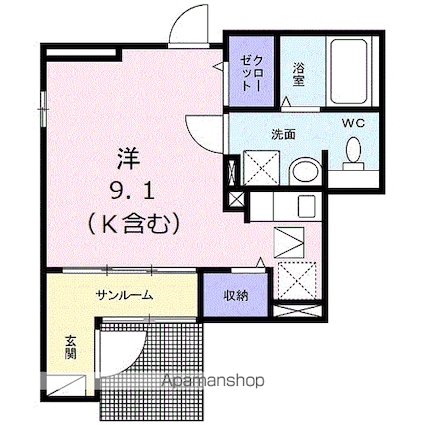 フランフレーシュ[1R/27.85m2]の間取図