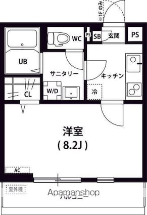 リブリ・ＧＡＬＡＸＹ　ＷＯＬＦ[1K/27.32m2]の間取図