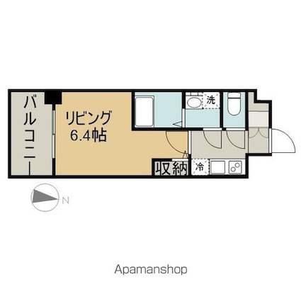 エスリード鶴舞グランパークス[1K/22.21m2]の間取図
