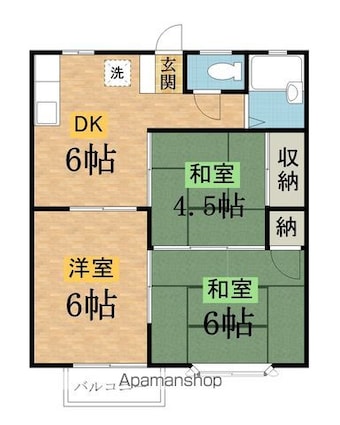 東京都八王子市椚田町[3DK/46m2]の間取図