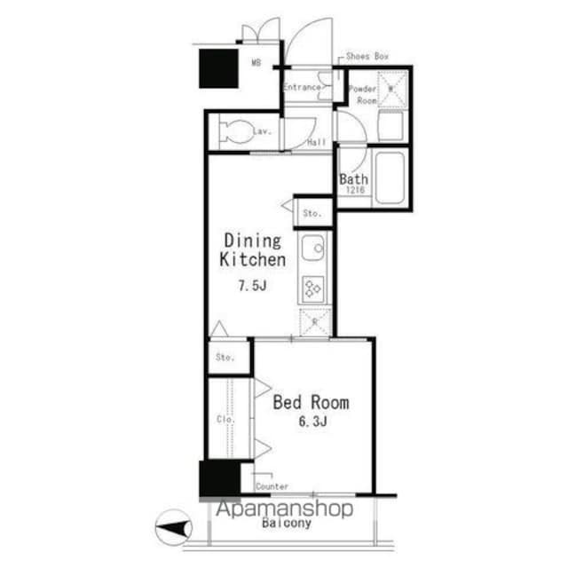イーストコア曳舟一番館[1DK/37.03m2]の間取図