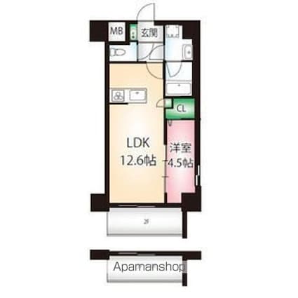 カメリア丸の内「マルノウチ」[1LDK/41.86m2]の間取図