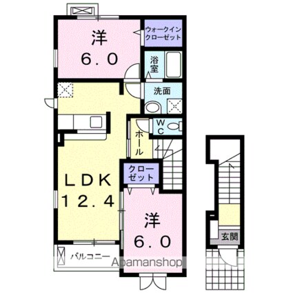 メゾン・ミニョン　Ｂ[2LDK/58.52m2]の間取図