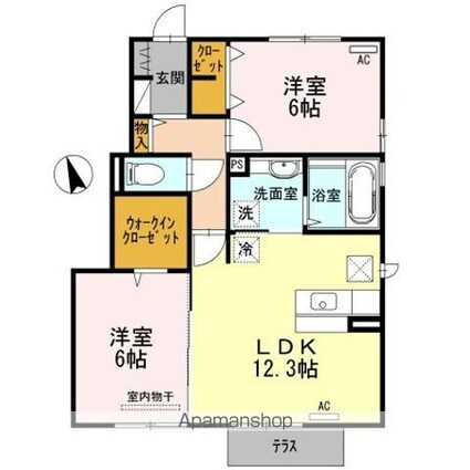 アヴァン　ドゥース　Ｂ棟[2LDK/60.7m2]の間取図