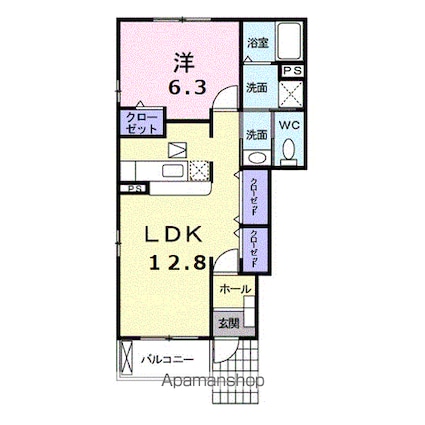 ガーデンハウスＢ[1LDK/46.49m2]の間取図