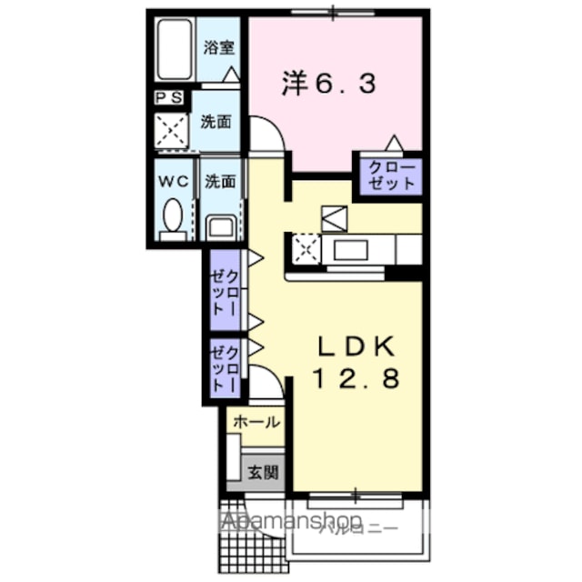 パセーオ．ＮＳ[1LDK/46.49m2]の間取図