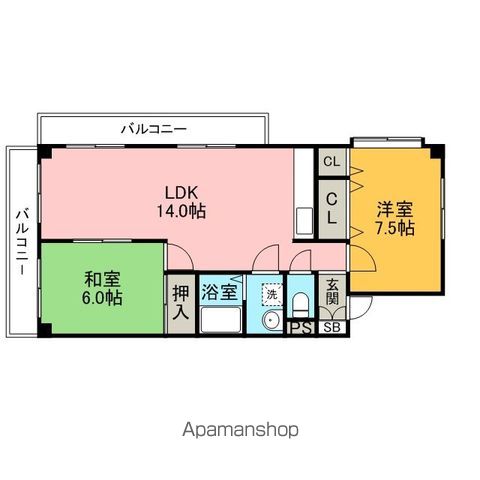 【福岡市南区若久のマンションの間取り】