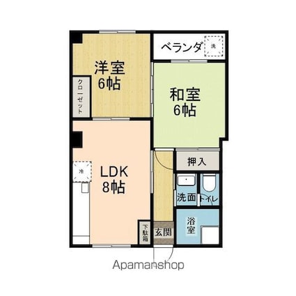中西ビル[2DK/47.6m2]の間取図