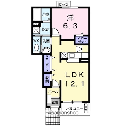 ソル・レヴェンテ　ドゥーエ[1LDK/45.25m2]の間取図