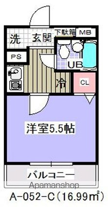 ローズガーデンＡ５２[1K/16.99m2]の間取図