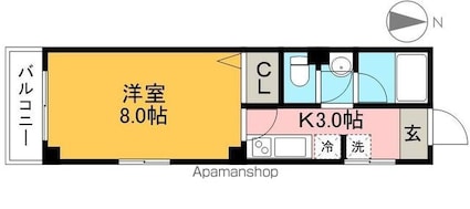 スカイハイツⅠ[1K/27m2]の間取図