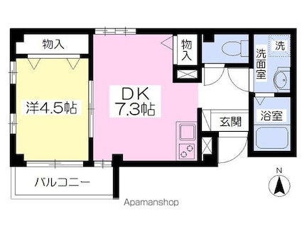 パレステージ土居田[1DK/34m2]の間取図