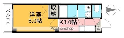 サンホーム南国[1K/21m2]の間取図