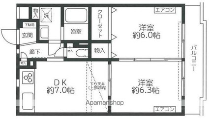 レジディア吉祥寺[2DK/45.05m2]の間取図