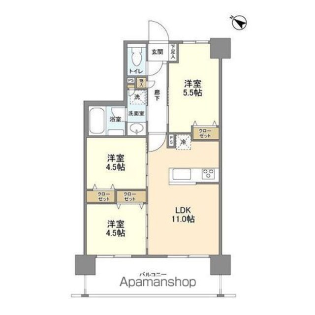ジニア浅草[3LDK/53.46m2]の間取図