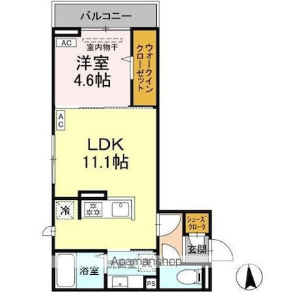 セレーノヴィータ中御所[1LDK/38.55m2]の間取図