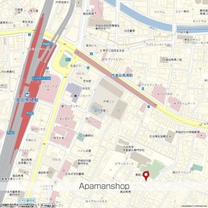 東京都新宿区高田馬場１丁目[1K/17.87m2]の周辺