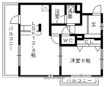 スプリング・ウェル[1LDK/44.08m2]の間取図
