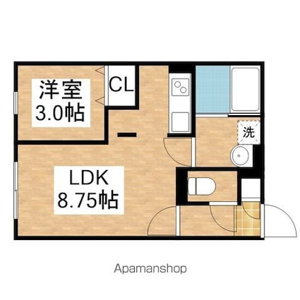 ｑｕａｄｏｒ吹上ＶＥＲＴ[1LDK/28.89m2]の間取図
