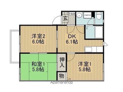 フレグランス浜[3DK/49.52m2]の間取図