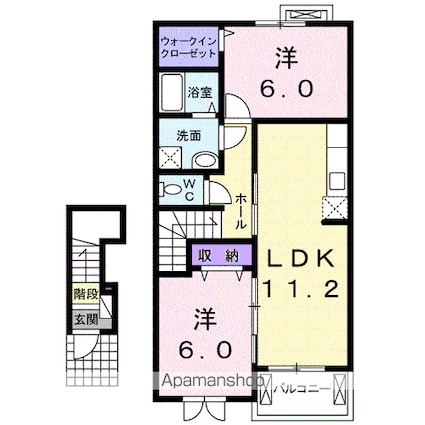 グレイス・パラッツォ[2LDK/57.21m2]の間取図