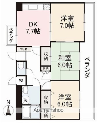 サン・ヴァリー１１５[3DK/64.7m2]の間取図