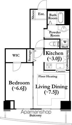 東京都新宿区河田町[1LDK/50.17m2]の間取図